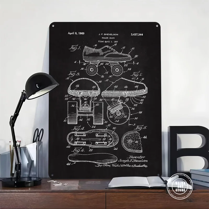 1969 Roller Skates Metal Poster Custom Wall Art Retro Vintage Tinplate Signs for Man Cave Interior Decoration Living Room Decor