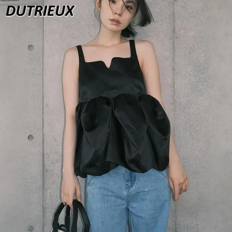 

Japanese Style Sleeveless Camisole for Lady Fashion Casual Suspender V-neck Top Simple Solid Color Women's Sexy Sling Summer