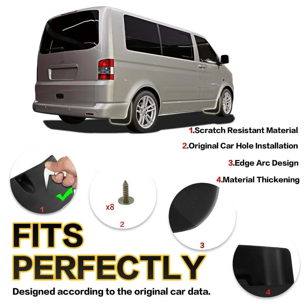 Car Mud Flaps Splash Guards Fenders for Volkswagen VW T6 Transporter VW T5 Multivan T6 Cara velle Multivan 2008-2020