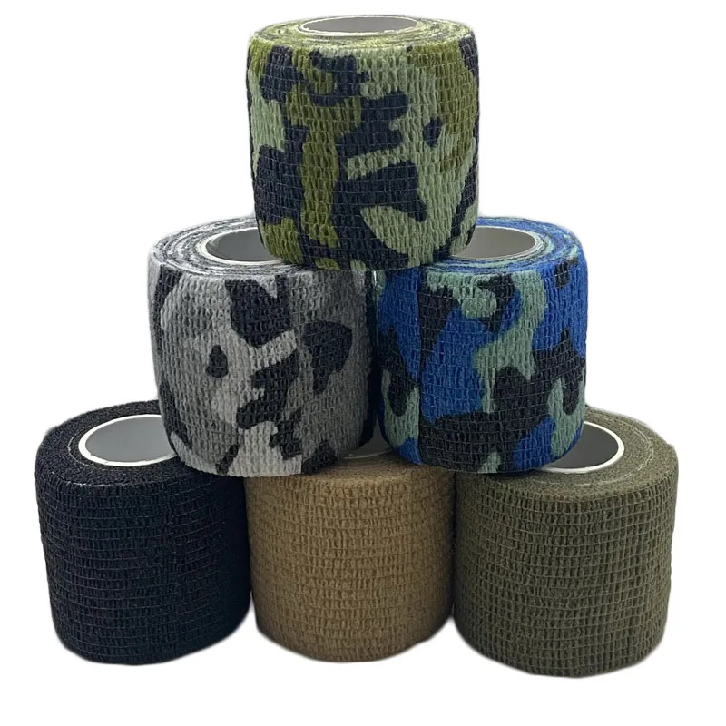 5 pezzi non tessuto Camo Wrap Tape benda elastica autoadesivo Sport Thumb Finger Tape vet Wrap Bandage Medical Scotch Camouflage