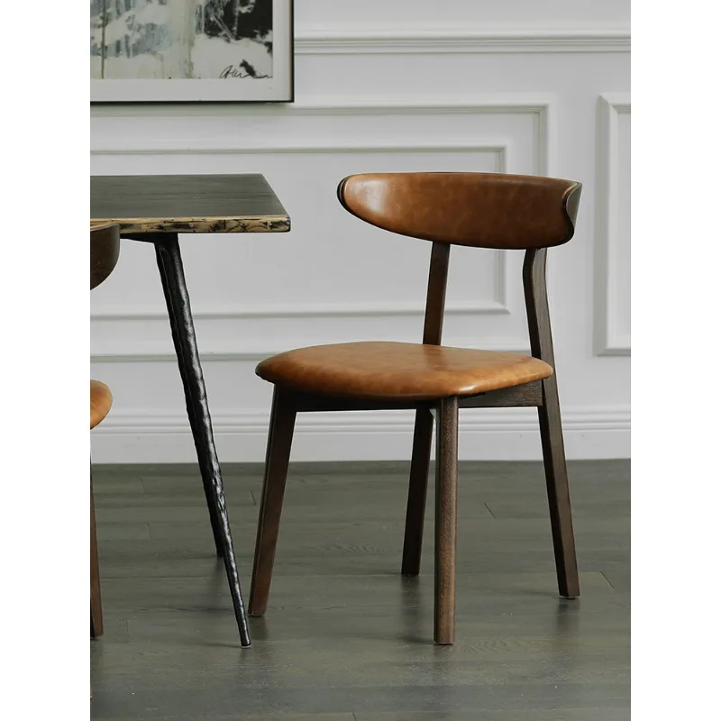 

Oak imitation leather linen polyester fabric back chair