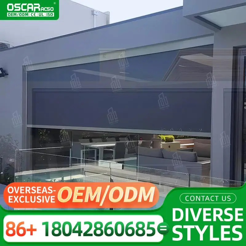 

Наружные трековые экраны на молнии, моторизованные рулонные шторы, экологически чистые ветрозащитные водонепроницаемые солнцезащитные блоки для патио, балкона, крыльца, катящиеся B