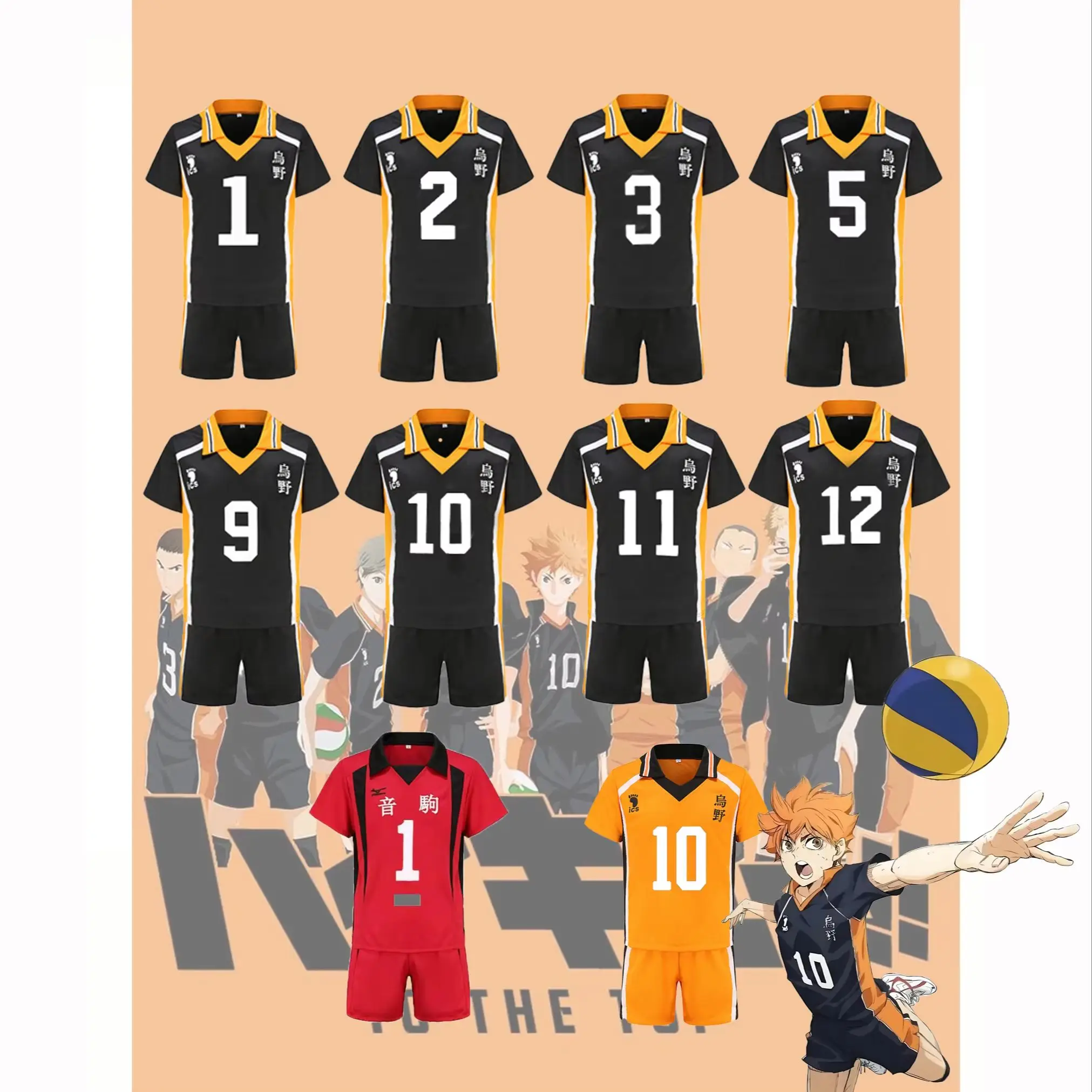 Anime Haikyu Karasuno High School Volleyball Club Shoyo Hinata Kageyama Tobio Sportbekleidung Trikot Uniform Anzug Cosplay Kostüm