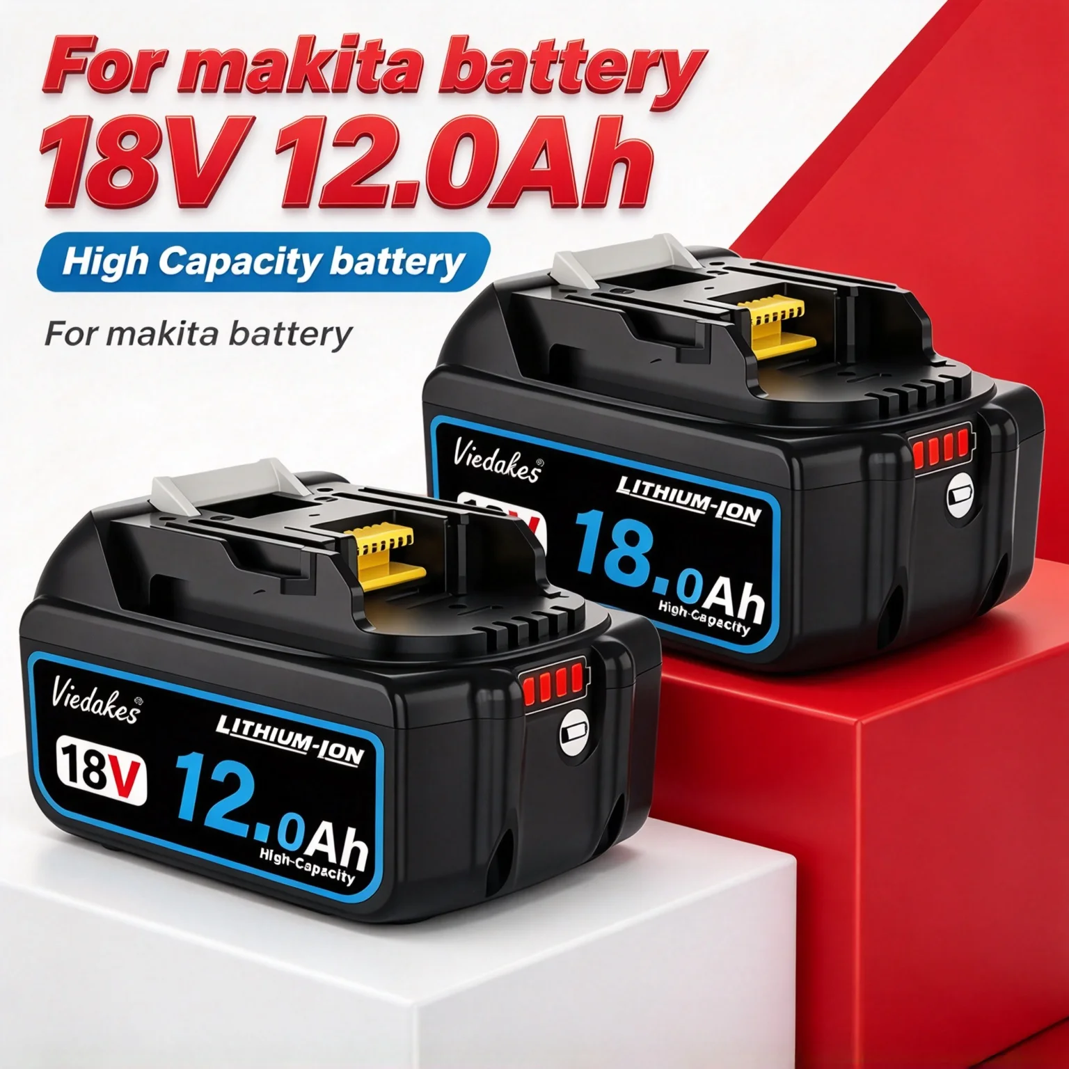 100% original For Makita 18V battery, 18V 12000mAh Rechargeable Battery, For Makita BL1840 BL1830B BL1830B power tool battery