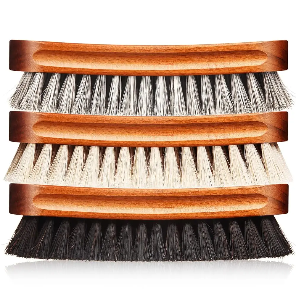 

Набор из 3 щеток для обуви из конского волоса: аппликаторы для полировки, щетки для ухода за кожей, щетки для придания блеска и чистки (Набор щеток для обуви C)