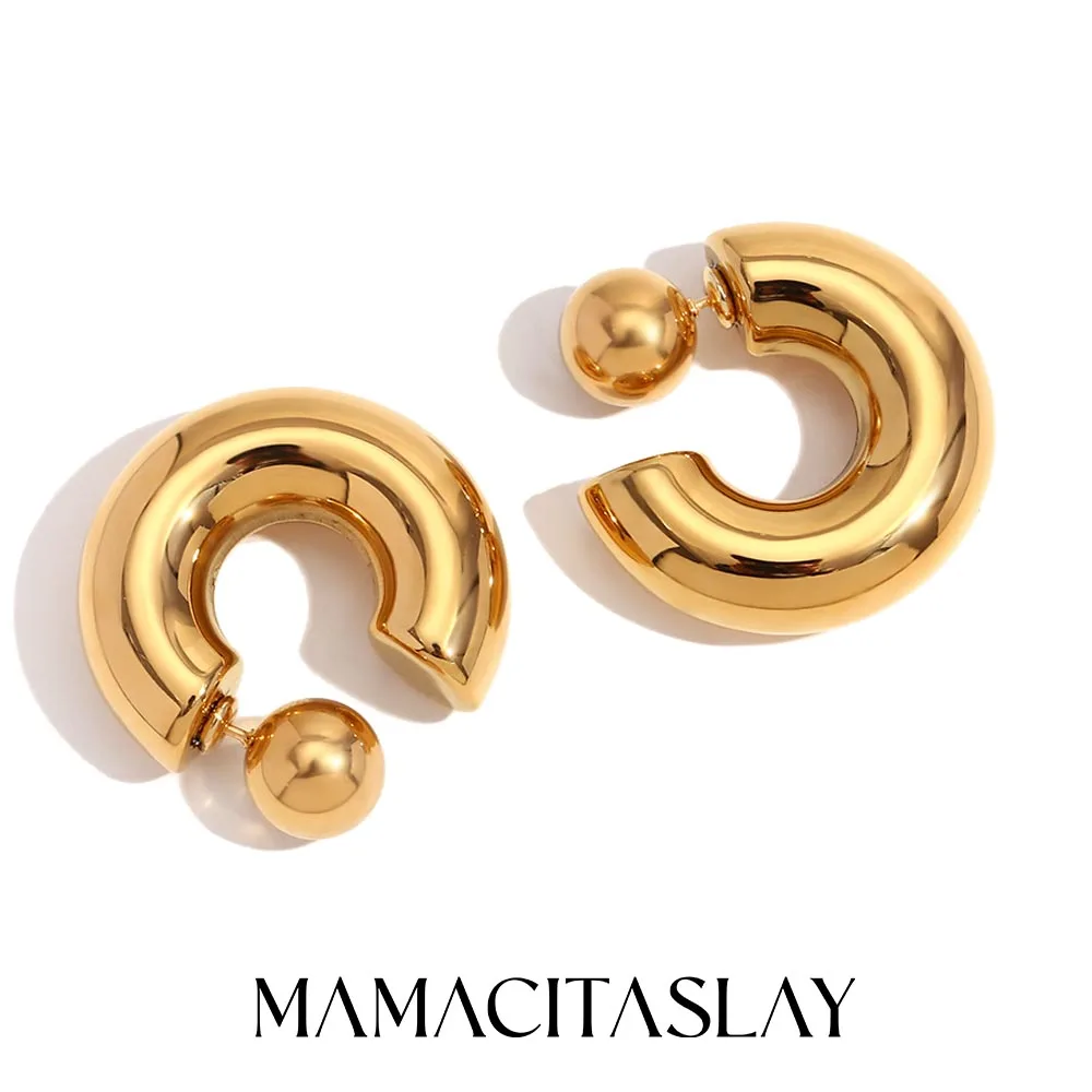 

MamacitaSlay Stainless Steel C-shaped Earrings Party New Design Exaggerated Waterproof Jewelry Women's Charm Statement Earrings