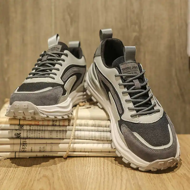 

Кроссовки для бега на толстом каблуке с завязками, лоферы, мужские кроссовки, размер 50, спортивные подарки, подлинные глобальные бренды, 2025 элегантные кроссовки