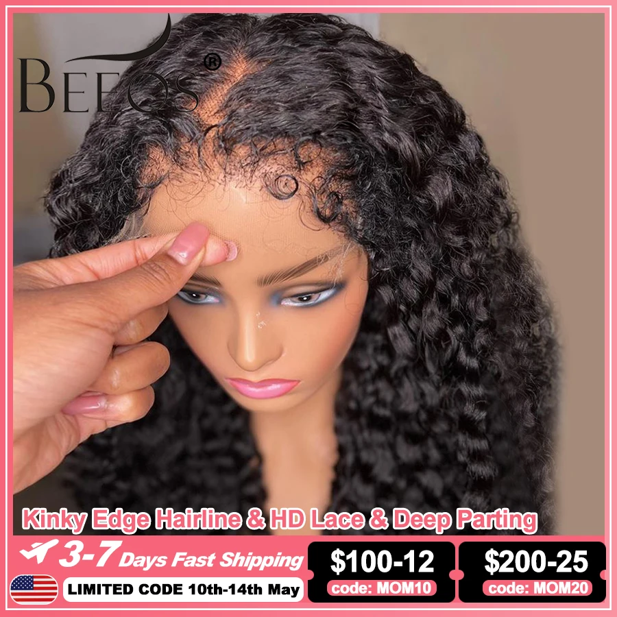 Curly Baby Hair Wig Pre plucked Kinky Curly 13x6 HD Lace Full Frontal Human Hair Wigs Skinlike 5x5 HD Lace Closure Wig For Women