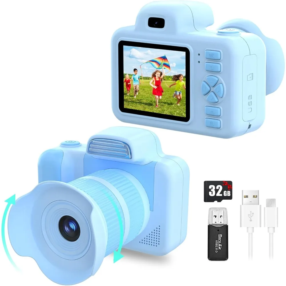

Children's camera, long lens zoom, flash, 1080P photo and video mini camera, 2.0-inch screen
