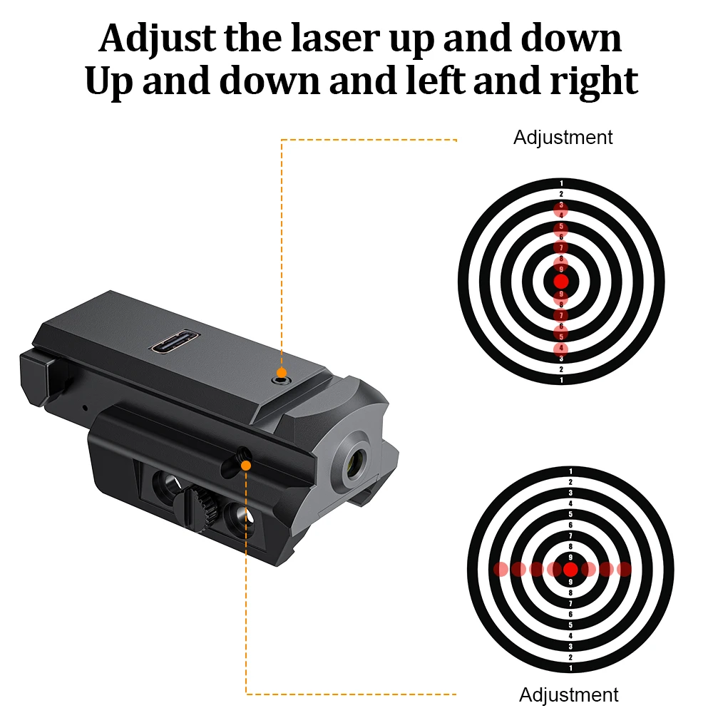 

1043 Red Laser Sight Steady and Strobe Modes USB-C Charging Compact Design Charging 2H Battery Life for Hobby Use.