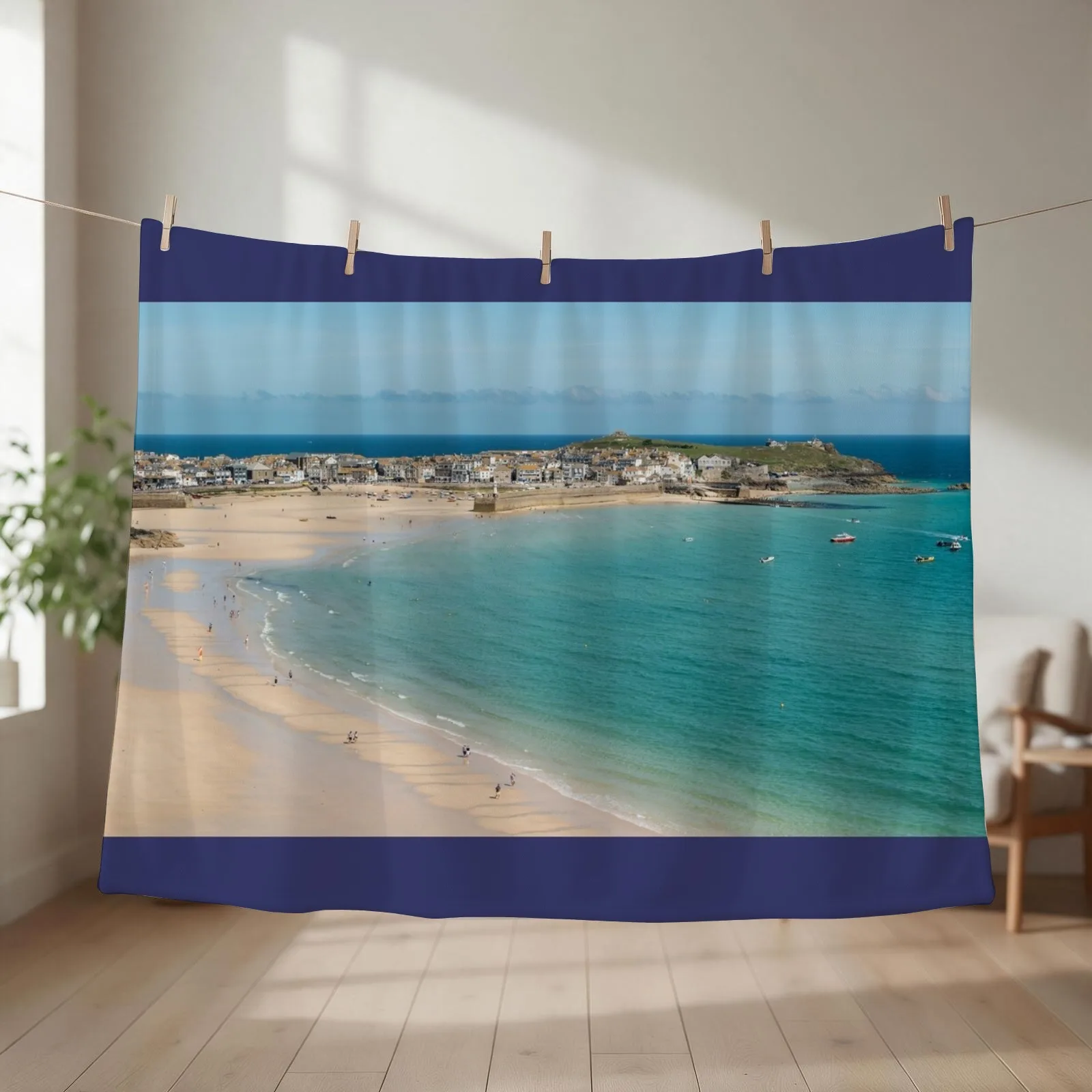 New St Ives panorama Throw Blanket couch cozy soft plush fuzzy picnic outdoor blanket