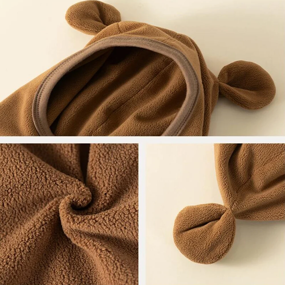 Baby Hats Scarf Set Winter Toddler Polar Fleece Balaclavas Infant Cute Ear Protection Beanies Boys/Girls Warm Caps Scarf Set