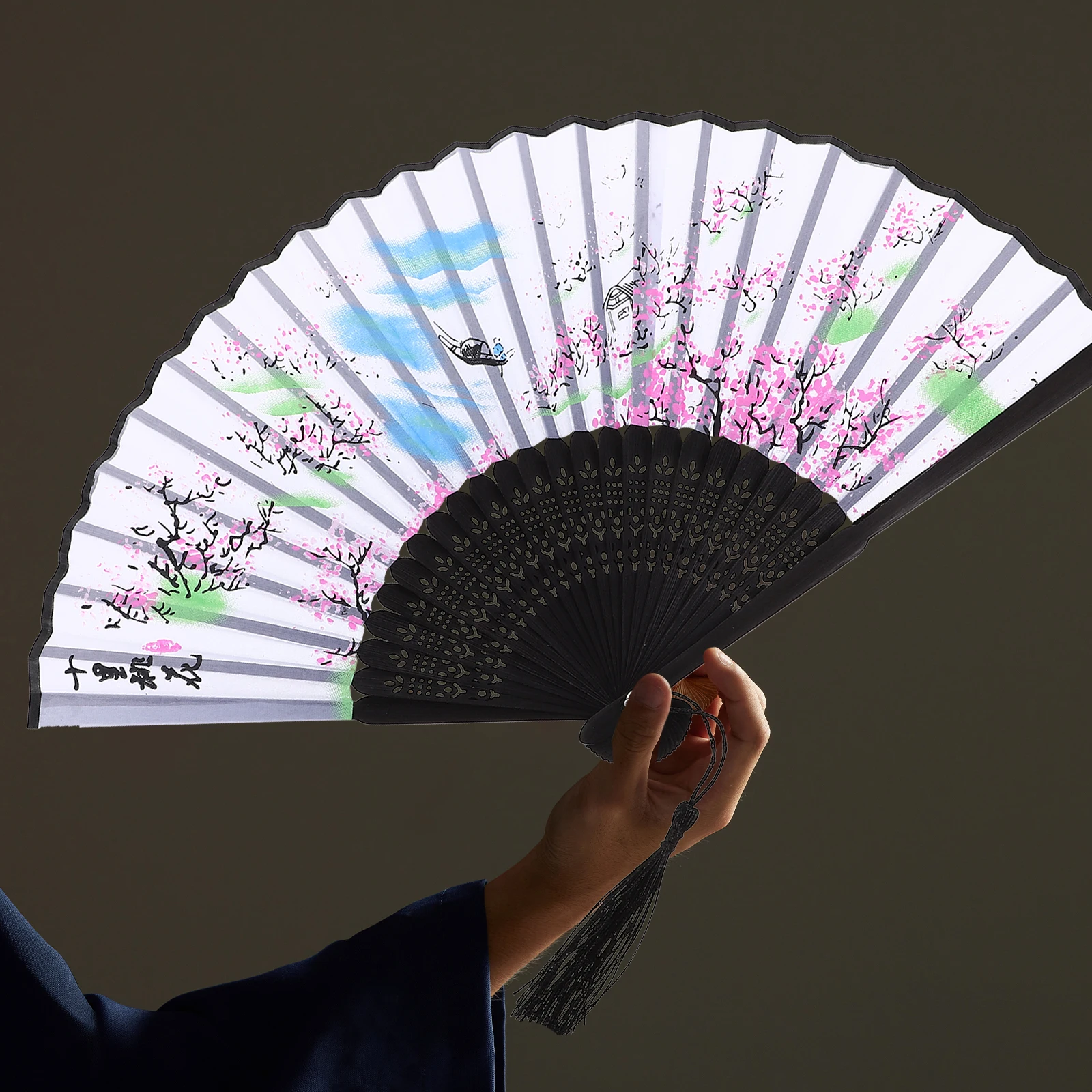 

Floral Bamboo H Fan Foldable Dancing Decoration Chinese Style Fans Adornment Retro Props Lightweight Sturdy Portable Photo