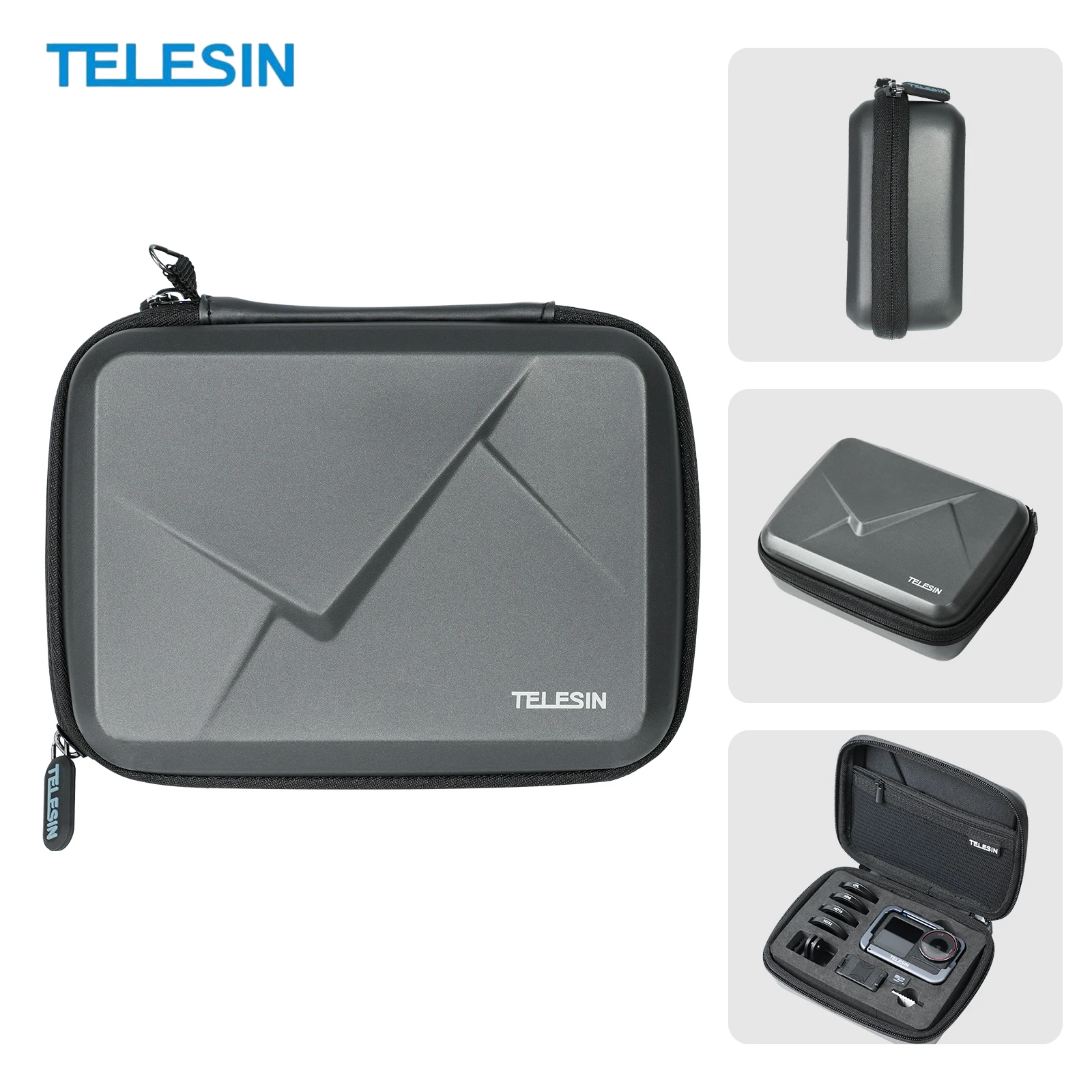 

TELESIN Shock-Resistant Storage Case for DJI OSMO Action 5 4 3 Medium Waterproof Hard Shell Protection Action Camera Accessories