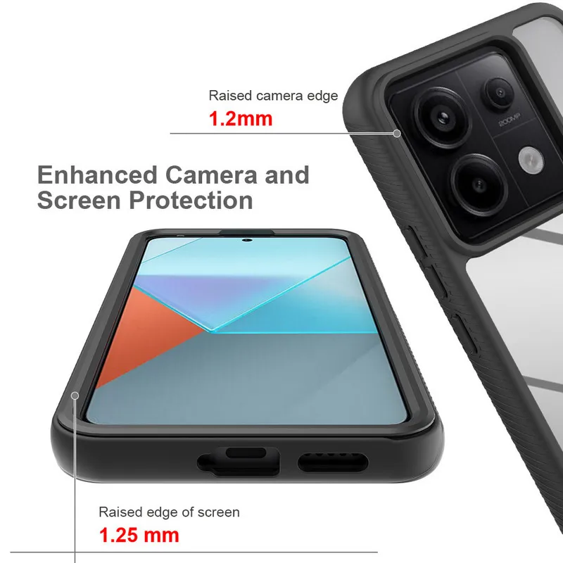 حافظة شفافة لهاتف Poco C65 2In1 غطاء خلفي من السيليكون الهجين PU لهاتف Xiaomi Poco X6 حافظة Mi Phone X6 X 6 C65 Funda Etui