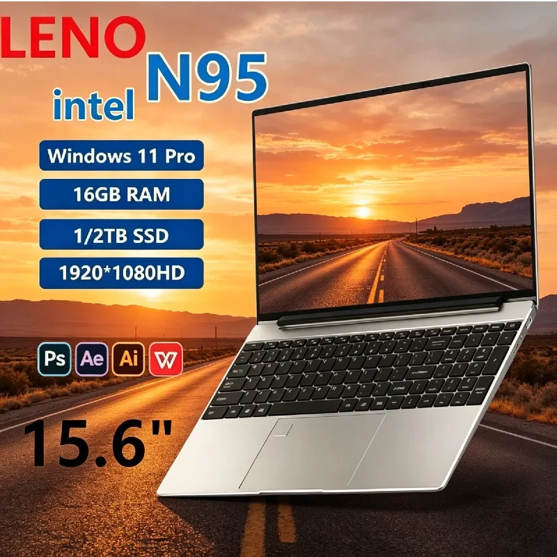 

【Brand+】15.6 Inch Gaming Office Laptop Intel N95 32GB DDR4 2TB SSD 7500mAh Battery Fingerprint Backlit Keyboard Win11