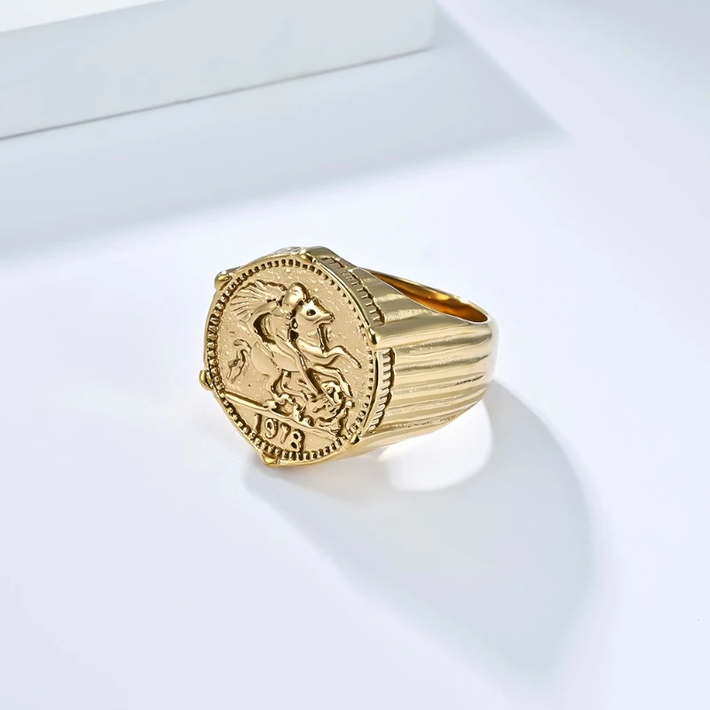 Ritterringe aus Edelstahl für Herren, personalisierter modischer Ringschmuck