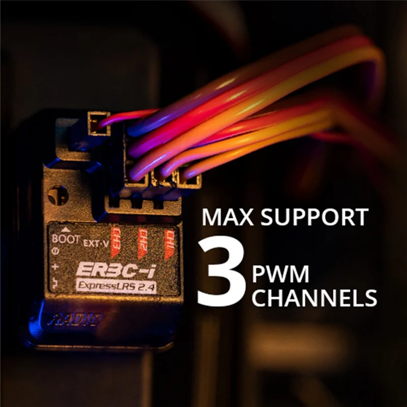 ABUM-For Radiomaster Er3ci 3CH RX Receiver 2.4Ghz ELRS PWM Receiver Built In Antenna For RC FPV Car Boat Truck