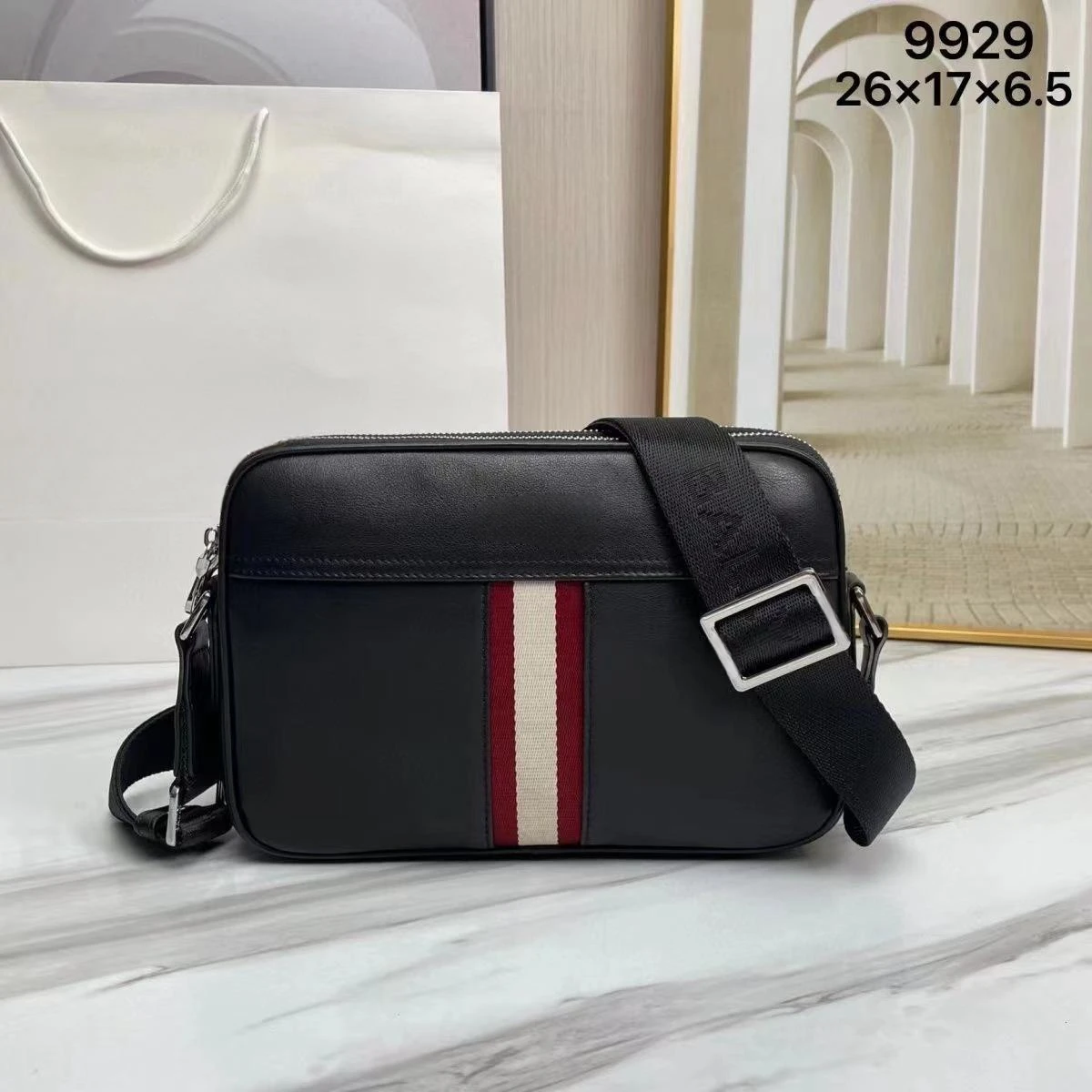 Fashion B Style Shoulder Bag Men\'s Casual Business Commuter Shoulder Bag Crossbody Bag Genuine Leather High Quality Chest Bag