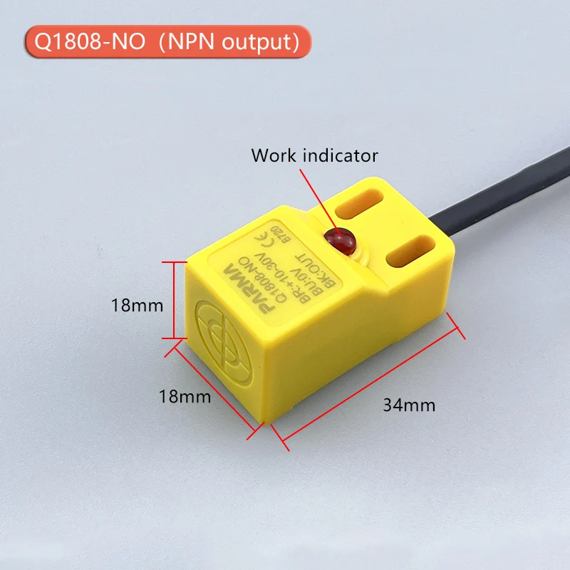 PARMA Q18 Series Square Inductive Proximity Sensor Switch Premium Type Sensing Distance 8mm IP67 10-30VDC 3-wire NPN PNP