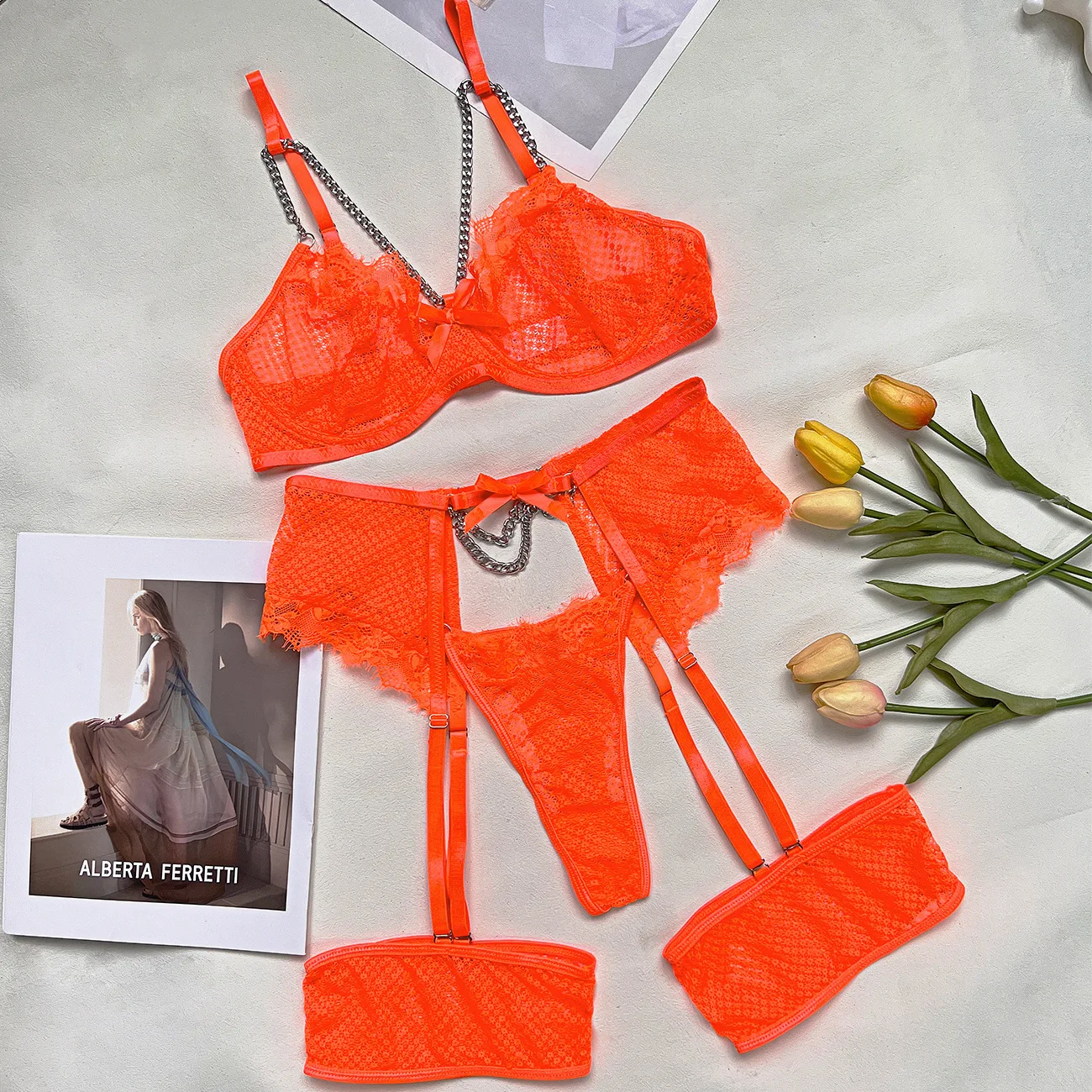 Lingerie Underwear Bras Sets Lace Garter Lingerie Women Intimates 2024 Underwire Bra And Panty Thongs Ladies Underwear Set - Image 6