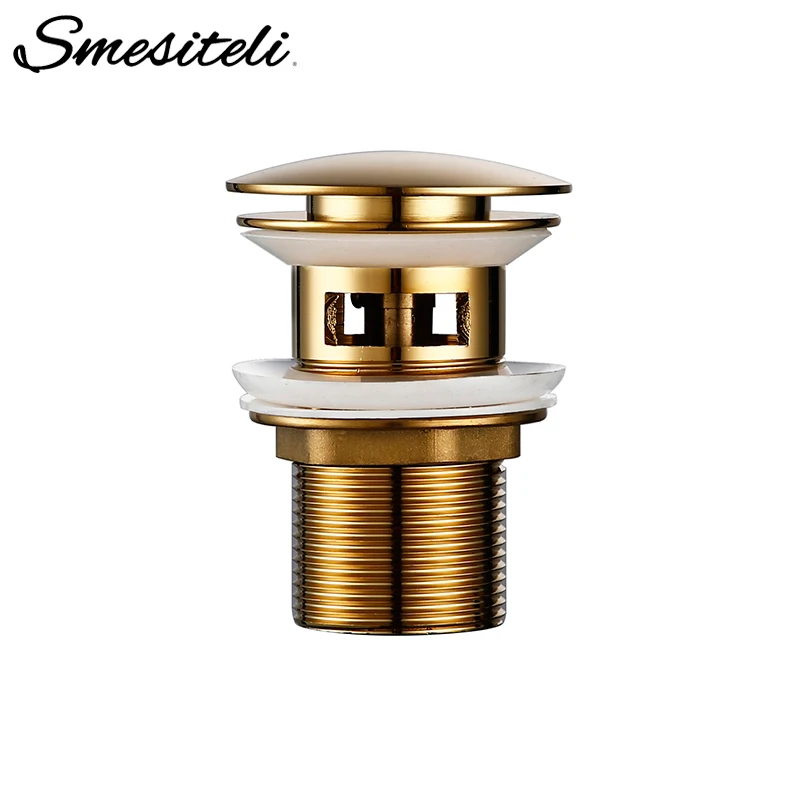 Smesiteli Luxury Bath Bathroom Lavatory Sink Drainer Polished Old Gold Anti-Corrosion Durable Water Pop Up Drain With Overflow