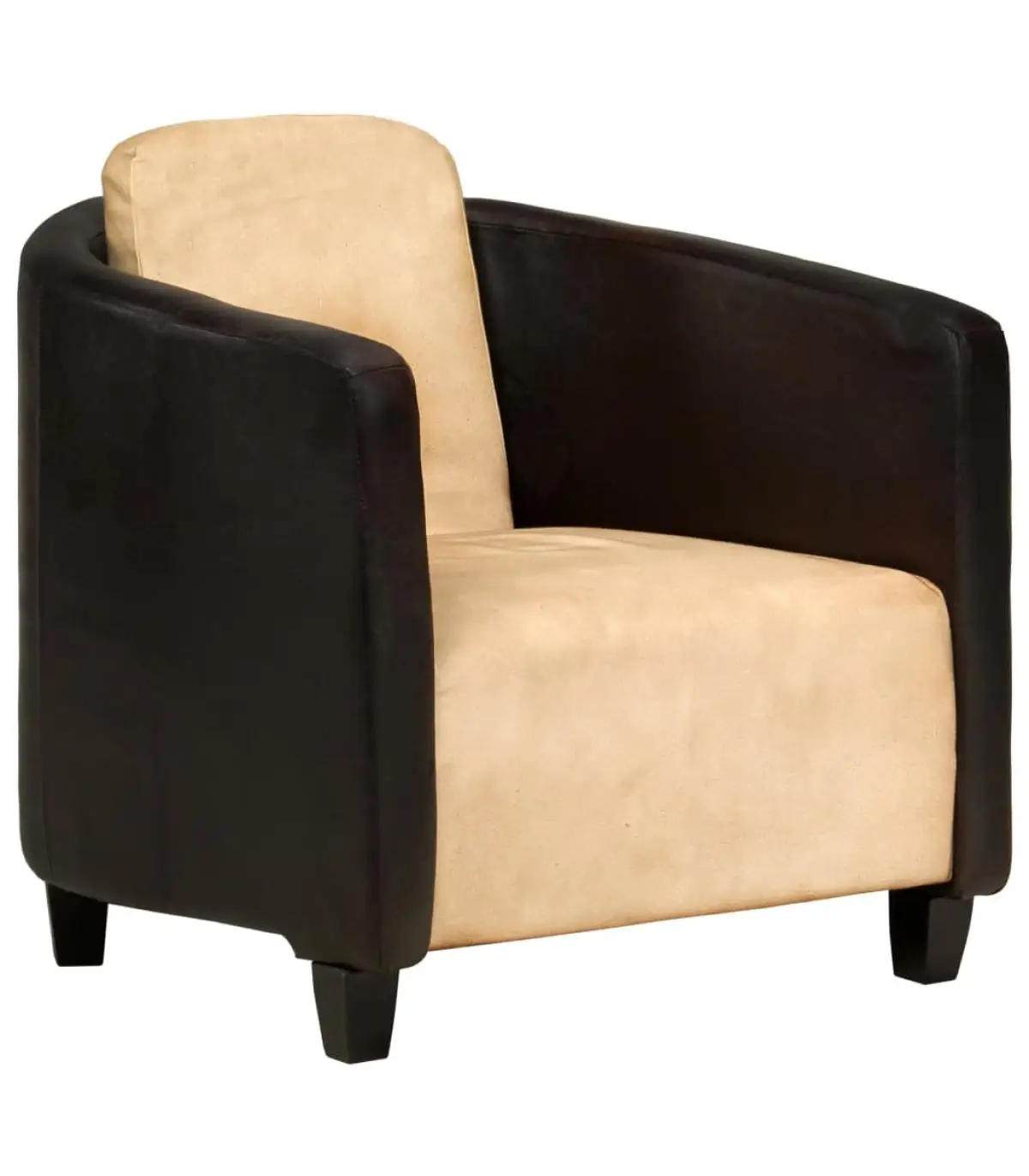 Real leather armchair cinnamon brown and black