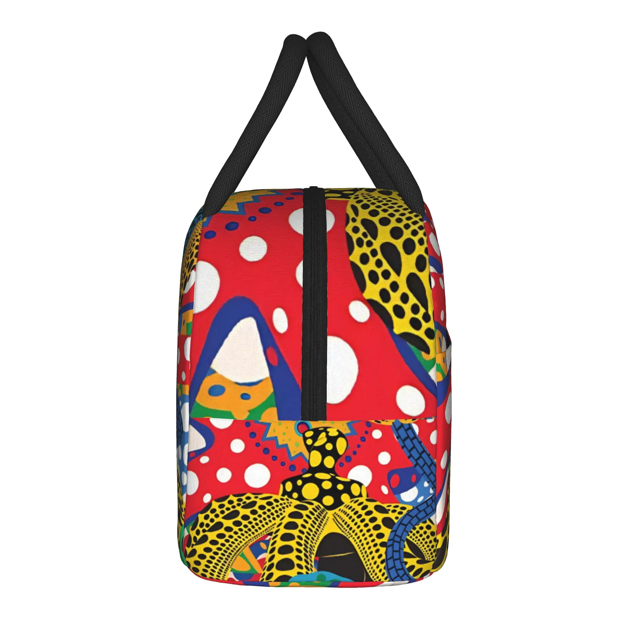 Yayoi Kusama Abstract Face Lunch Bag Japanese Artist Lunch Box Picnic Thermal Tote Handbags For Unisex Waterproof Cooler Bag