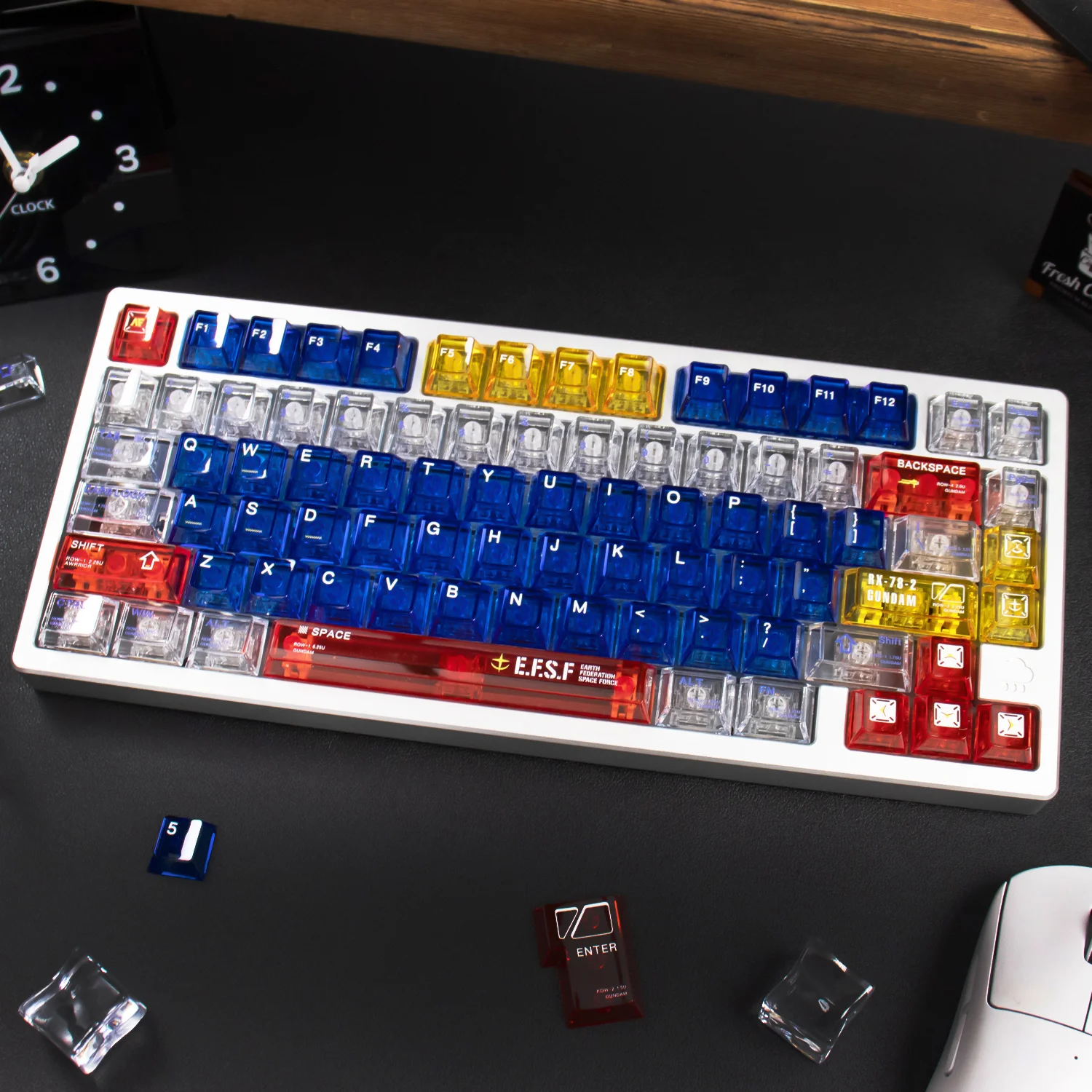 

140 keys Comic KeyCaps Cherry Profile Red Blue Personalized keycaps UV Transparent PC keycaps For MX Mechanical Keyboard