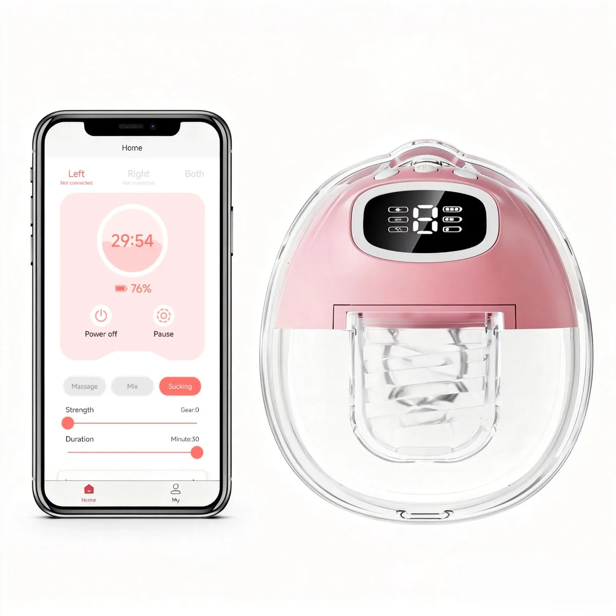 

Носимый электрический молокоотсос без помощи рук, ультра тихий портативный насос для кормления с режимом массажа, приложение Bluetooth, удаленное грудное вскармливание