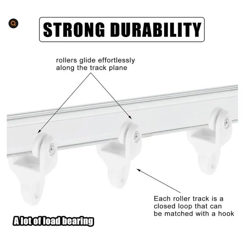 Ceiling Curtains Track Curtains Slider Track 30X Rust-Resistant Clips Heavy Duty Roller For Gazebo Screening Bedrooms RV Window