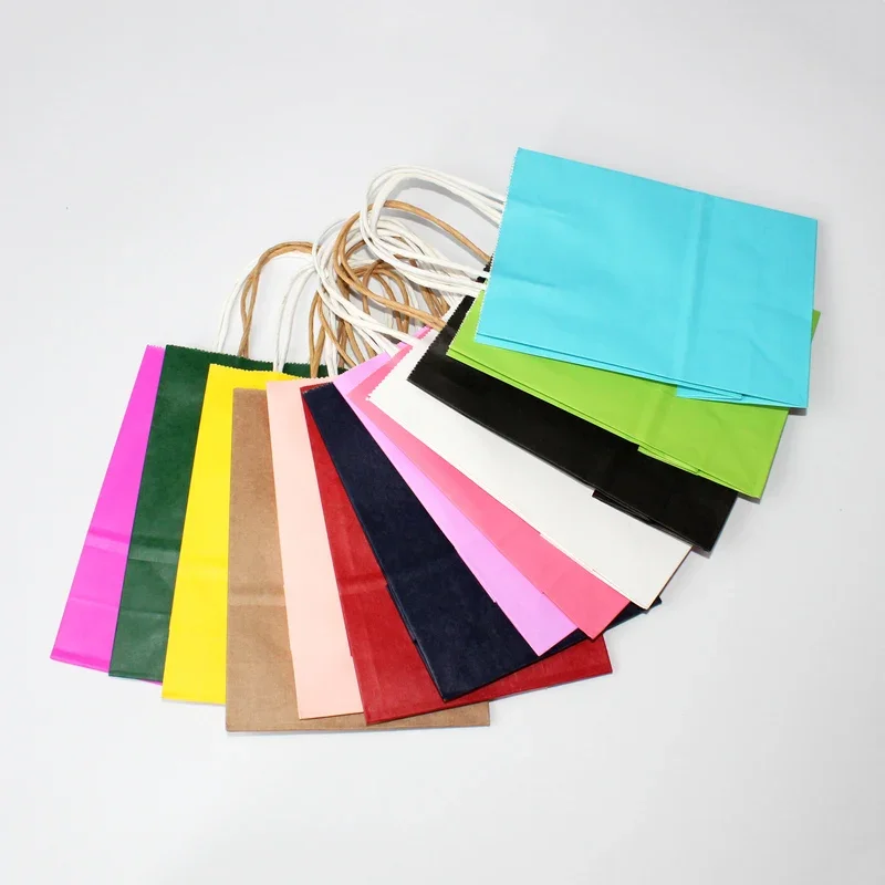 10/30/50pcs DIY Multifunction soft color paper bag with handles Festival gift bag shopping bags kraft paper packing bag