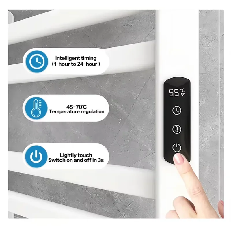 Smart Electric Towel Rack Stainless Steel Heated Bathroom Warmer Digital Display Modern Hotel Apartment Heating Rail Dryer