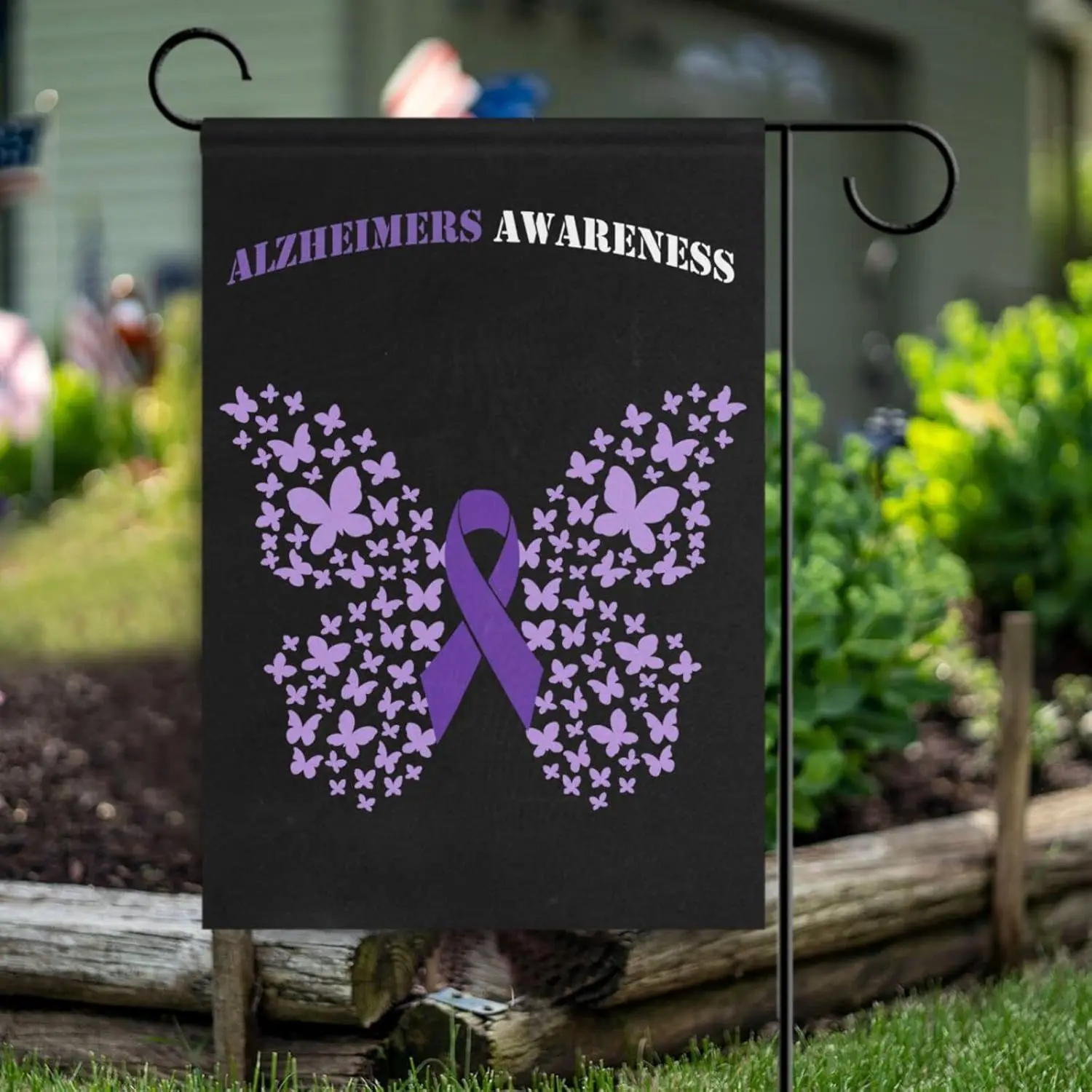 Alzheimers Awareness Garden Flag 12x18 Inches Vertical Outdoor-Double Sided Small Yard Welcome Flags Support Inspirational Survi