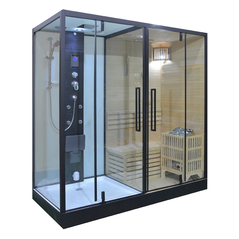 &c Solid Hemlock Wood 1-Person Infrared Sauna Modern Design Dry SPA Room with Far-Infrared Carbon Heater and Capsule