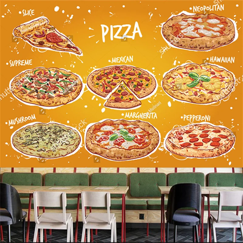 

Fast Food Pizza Wallpaper Industrial Decoration Mural Restaurant KTV Snack Bar Background Wall Papel De Parede 3d Papel Tapiz