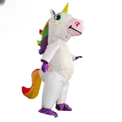 Simpatico costume gonfiabile da unicorno, vestito da mascotte, costumi cosplay per feste di Natale, per uomo, donna, adulto, ragazzi e ragazze