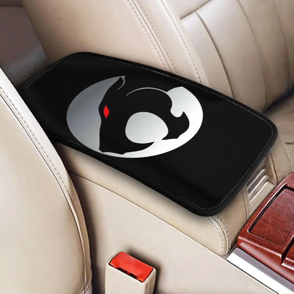 Cartoon Anime Thundercats Logo Car Armrest Box Pad Waterproof Center Console Protection Cover Mat Universal Fit