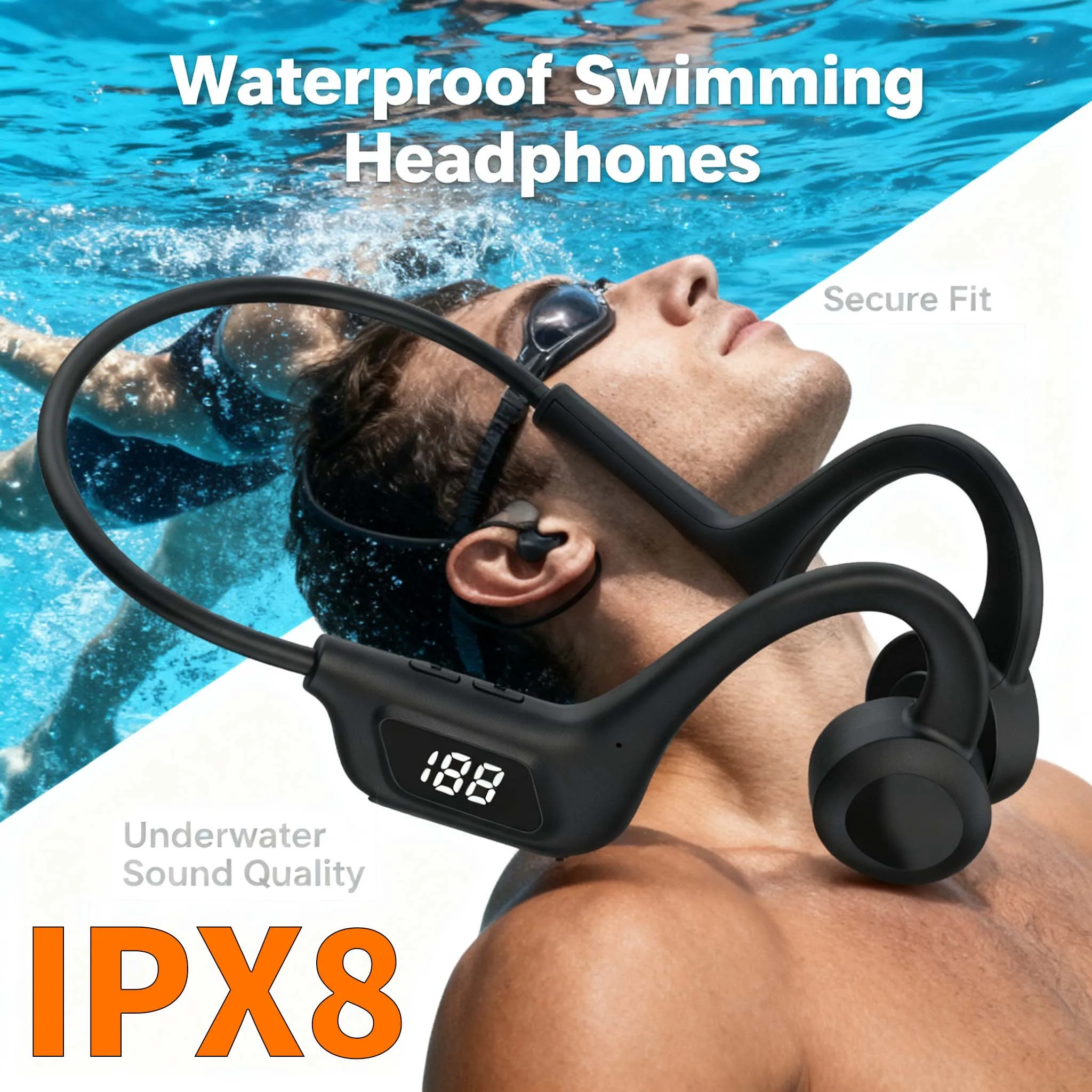 Casque d'écoute sans fil X7 X8 à Conduction osseuse réelle, casque d'écoute Compatible Bluetooth, mains libres avec micro pour la natation