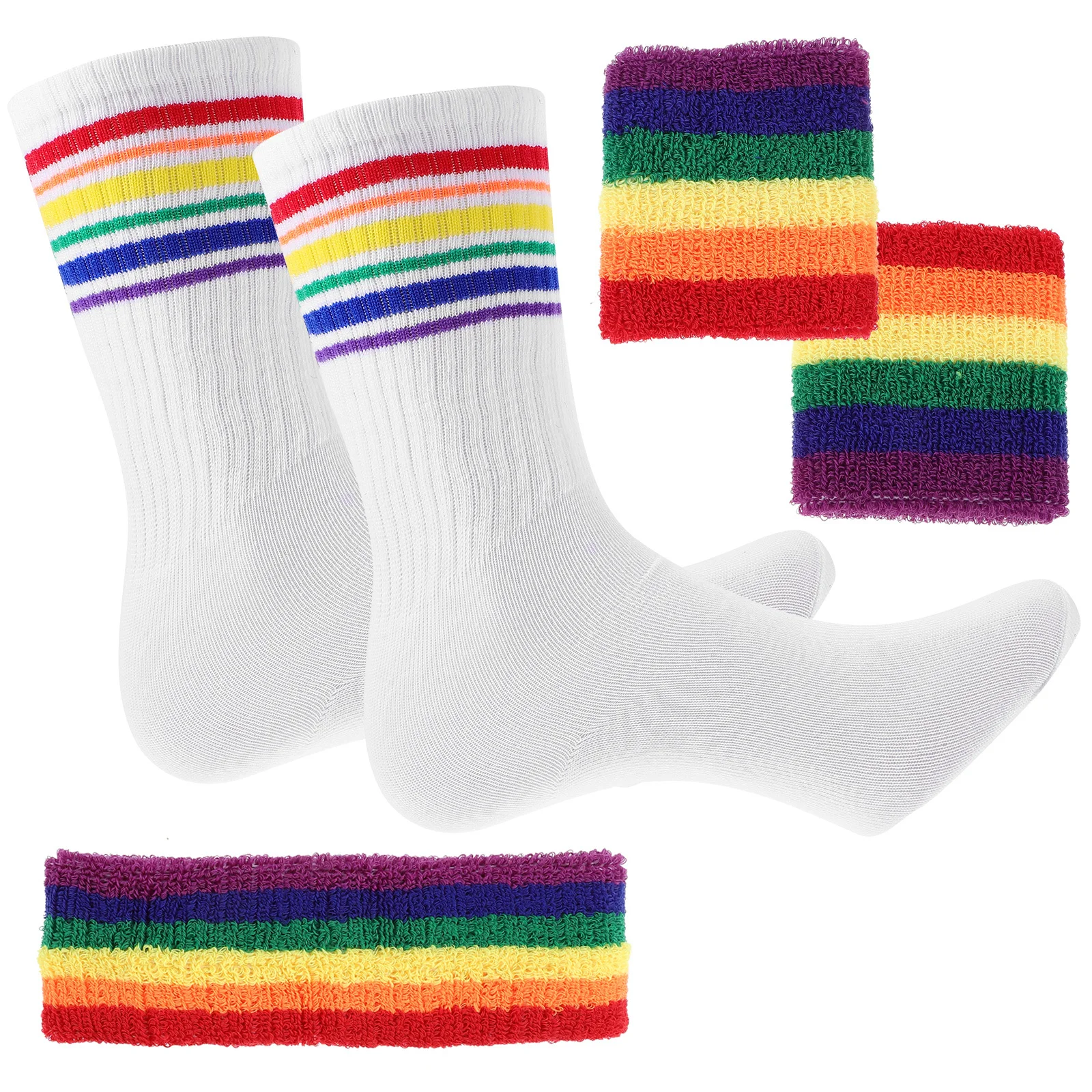 مجموعة واحدة من عصابة الرأس الملونة بألوان قوس قزح، ملحقات اللياقة البدنية المرنة الماصة للعرق لتشغيل كرة السلة وكرة القدم #2