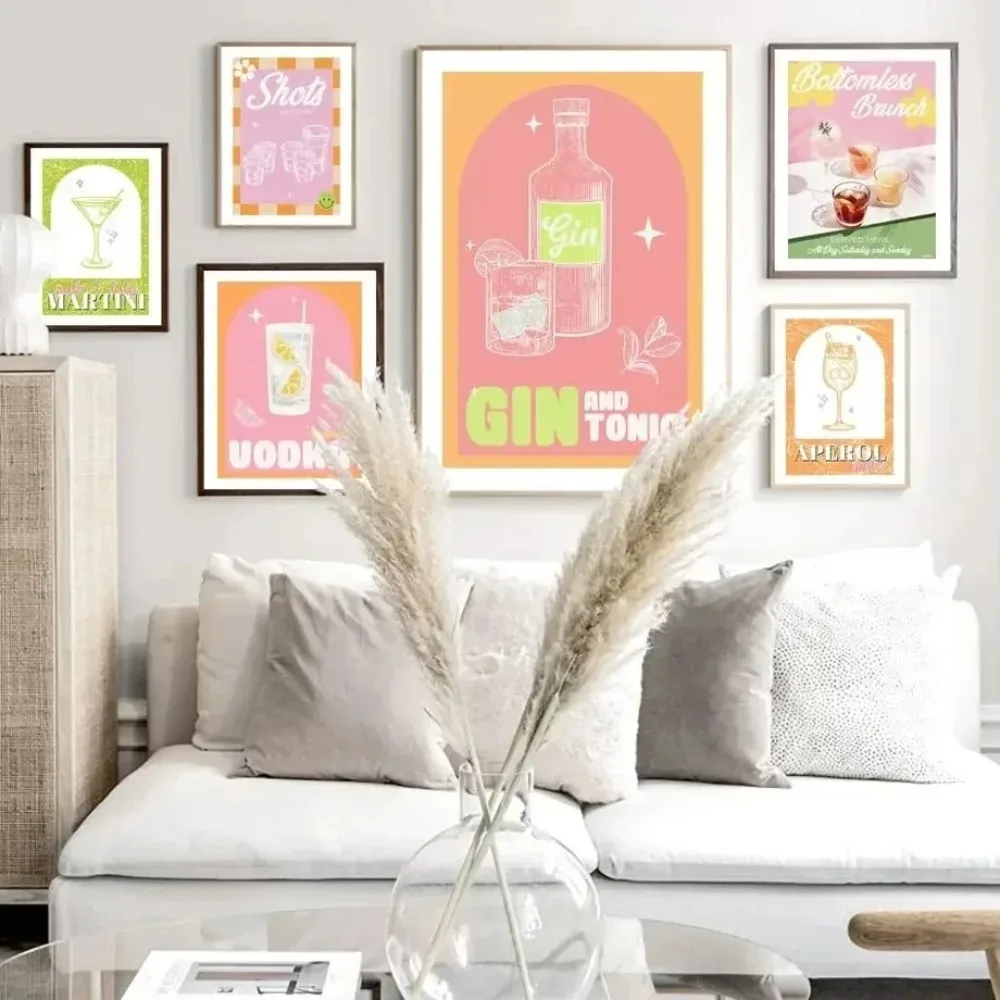 Posters Prints Martini Aperitif Gin Tequila Vodka Cocktail Wall Art Canvas Painting Nordic Living Room Home