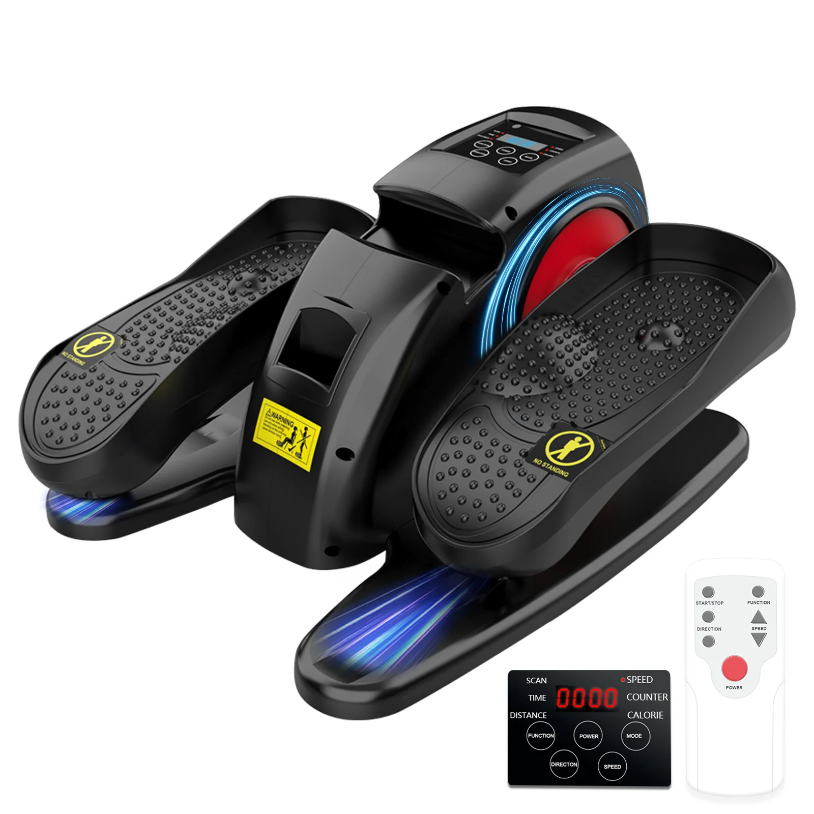 Portable Under-Desk Elliptical Machine 12-Speed Adjustable Remote Control Seated Pedal Exerciser for Seniors Pre-Installed