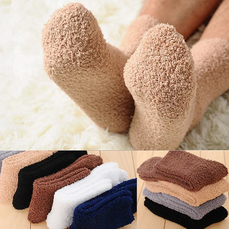 Winter Warm Thicken Fluffy Socks Men Soft Elastic Coral Velvet Towel Sock Unisex Thermal Cozy Floor Sleeping Socken Dropshipping