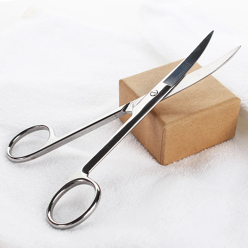 

1Pc Stainless Steel Dental Surgical Scissors 12.5 14 16 18cm Straight Curved Tips with Forceps Medical Tool for Clinic