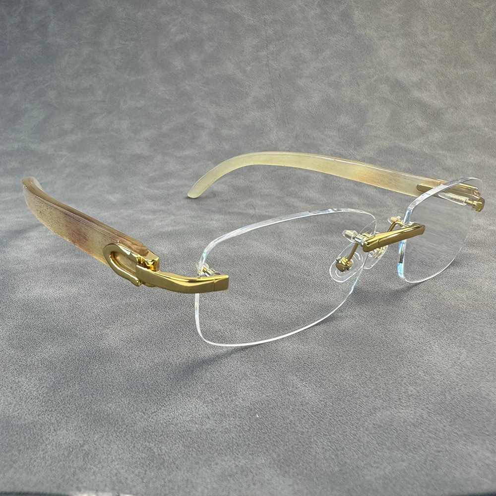 

Eyeglass Frames Unique Rimless Business Square Eyewear Handmade Natural Horn Reading Prescription Women's Man Glasses Frames