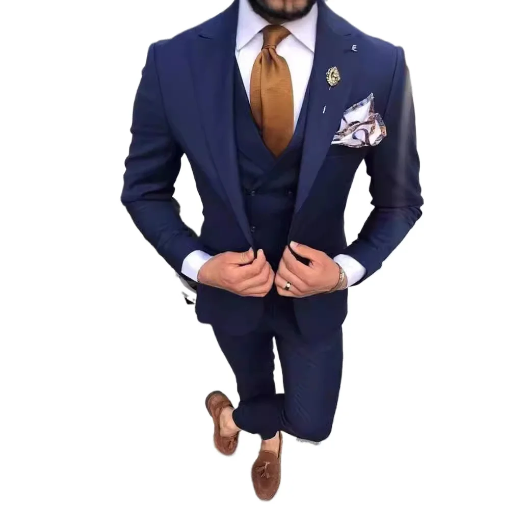 

Casual Business Men's Suit Three-piece Bridegroom Best Man Wedding Banquet Dress Costume Homme Trajes Elegante Para Hombres