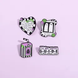 Halloween Enamel Pins Cute Ghost Beetle Drink Black and White Striped Brooch Bag Accessories Metal Badge Gift Jewelry Wholesale