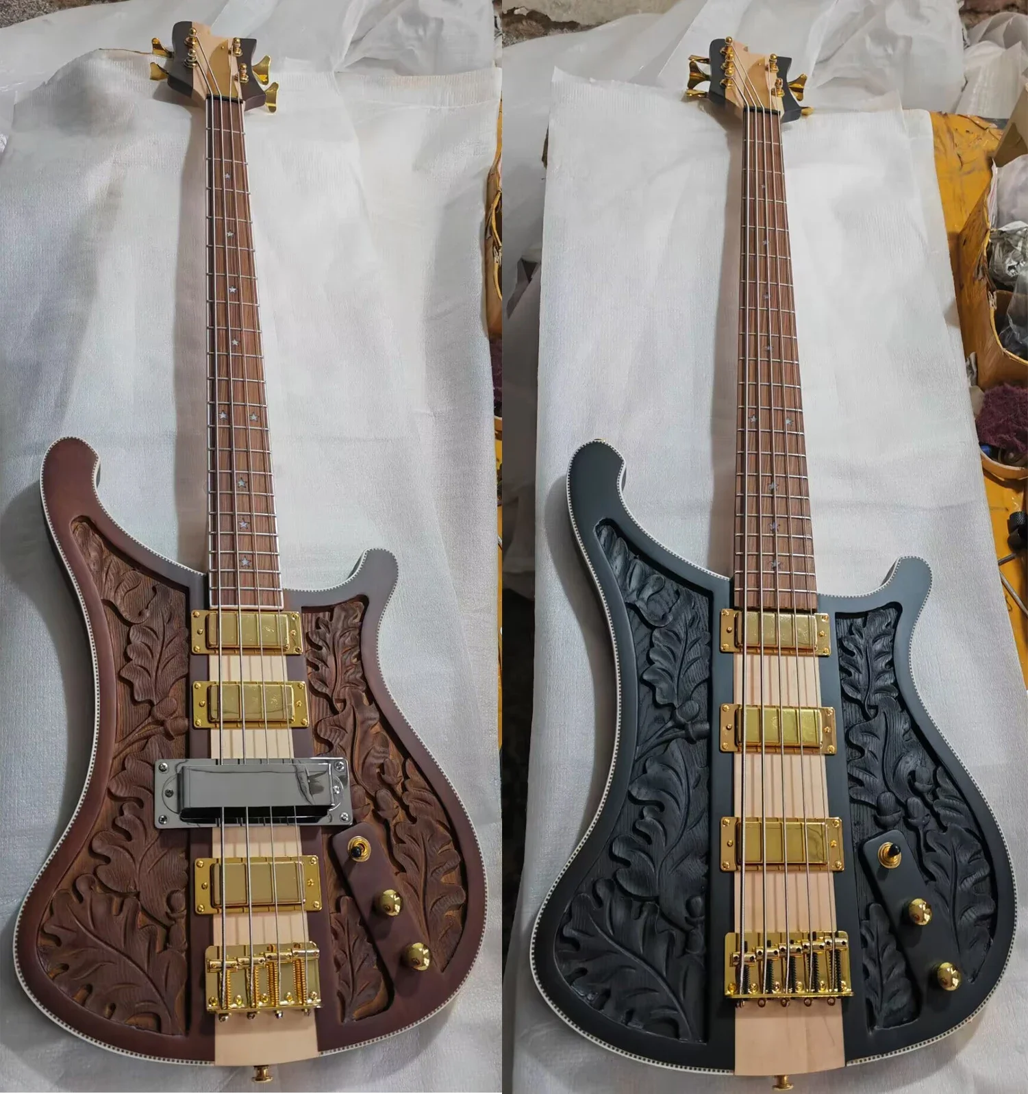 

Custom Ricken 4/5 string 4003 Electric Bass Guitar Neck Through Body Gold Hardware Professional Guitar