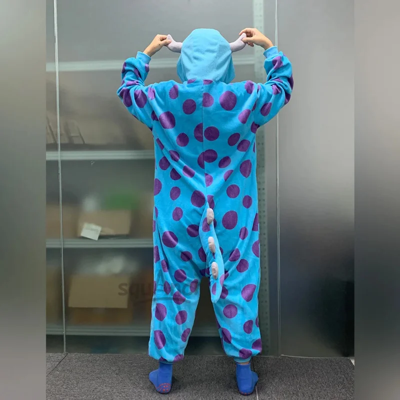 Pijama de Sully onesies con cremallera para hombre y mujer, ropa de casa unisex con botones, anime, monstruo kigurumis, traje de Halloween, Invierno