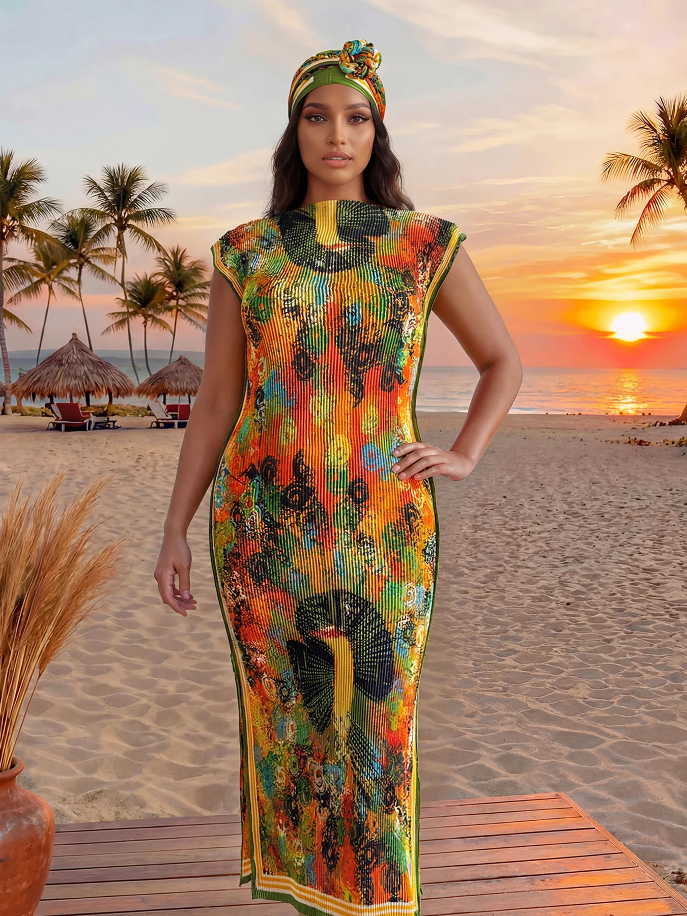 

Dashiki African Scraf for Women Elegant 2026 Spring Summer African Sleeveless Polyester Printing Long Bodycon Maxi Dress Shawl